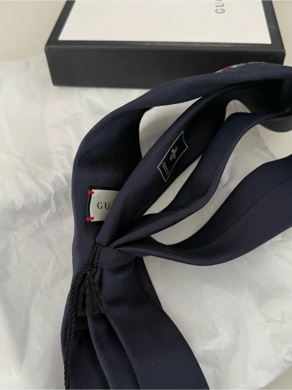 Gucci Panther Appliqué Silk and Wool Blend Tie
